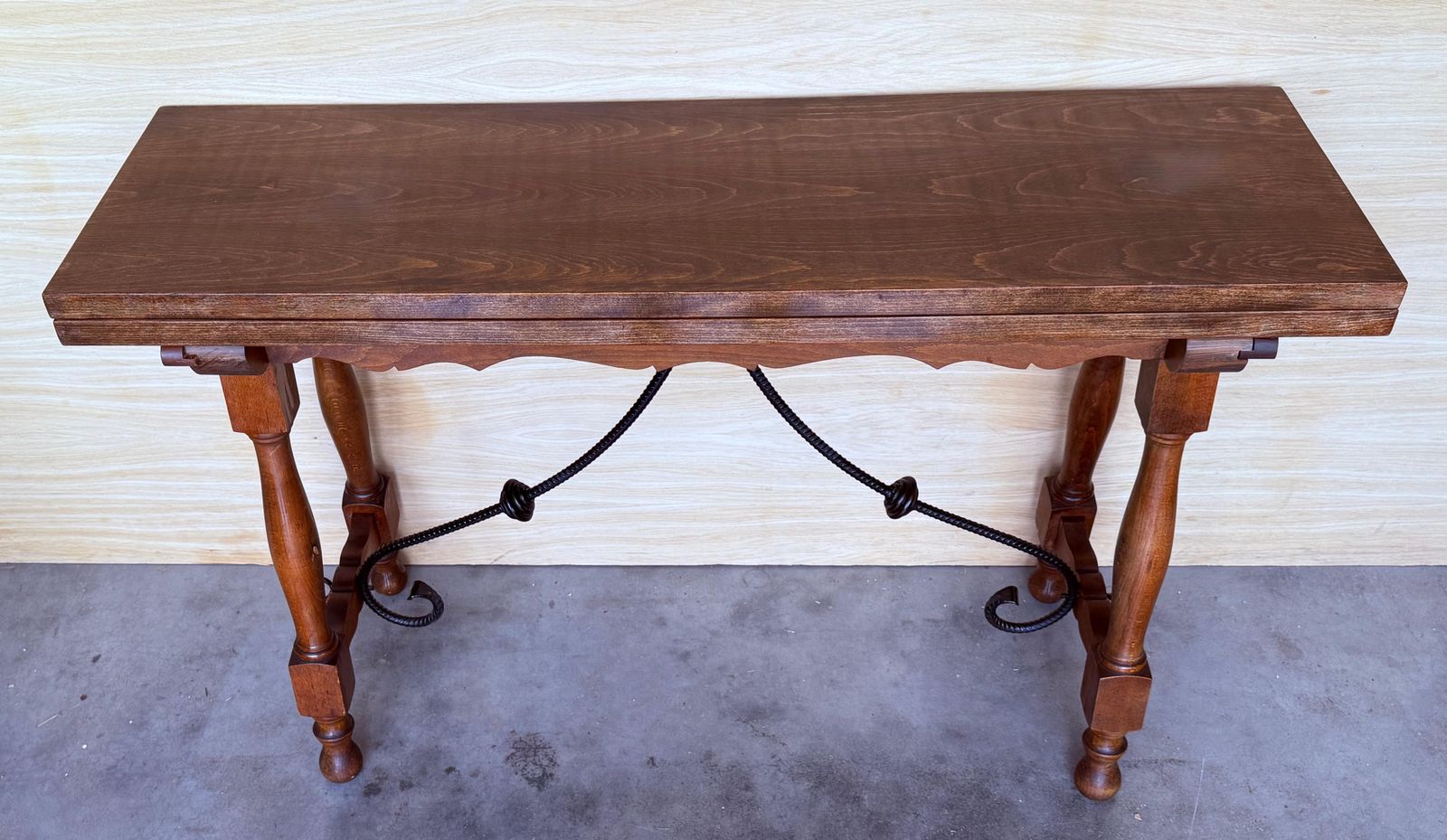 20th Century Spanish Console Fold Out Farm Table With Wood Stretcher photo 3361.0