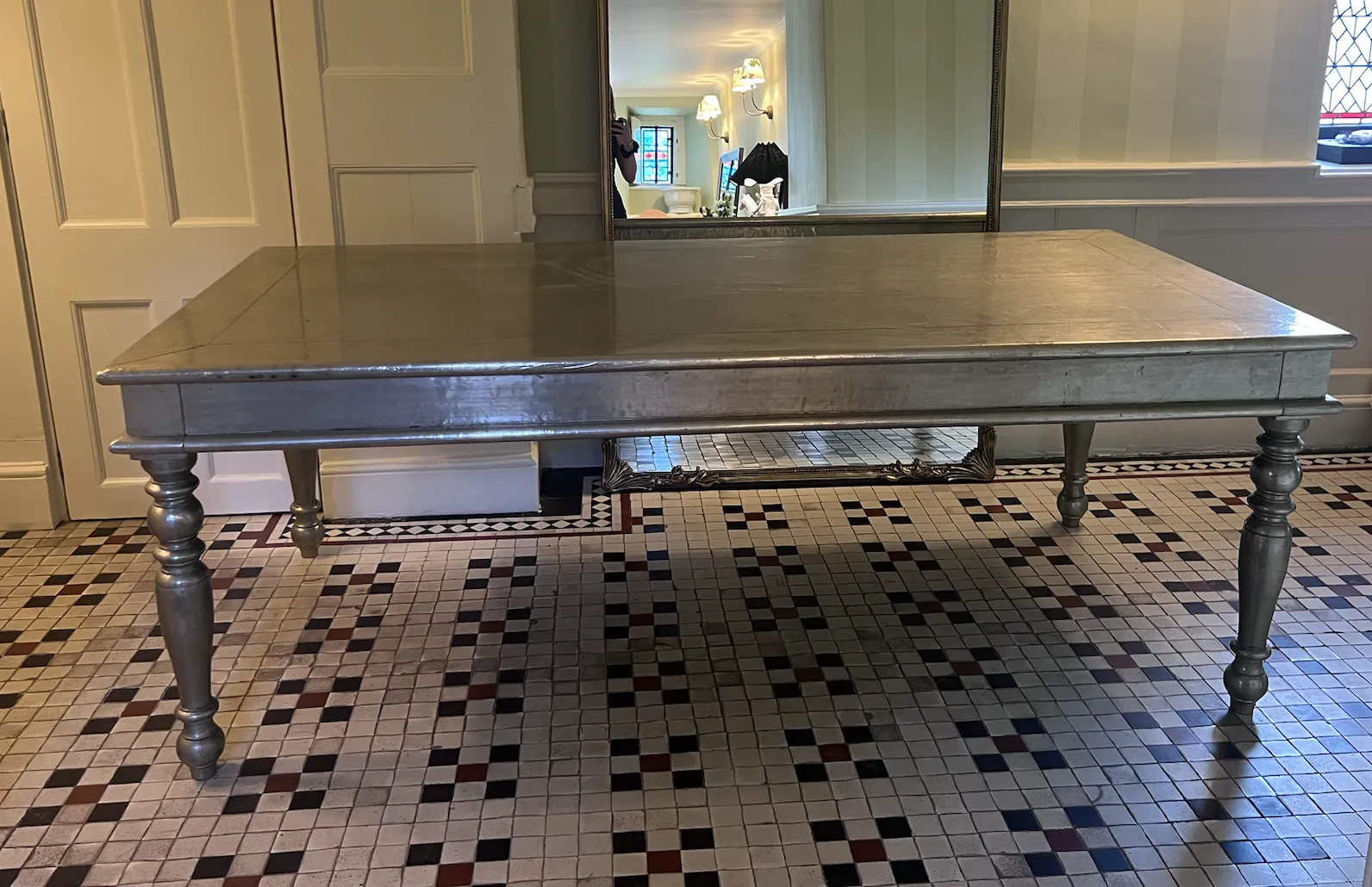 photo furniture Farmhouse Table, Louis Style, Zinc Wrapped, 8 10 Seater