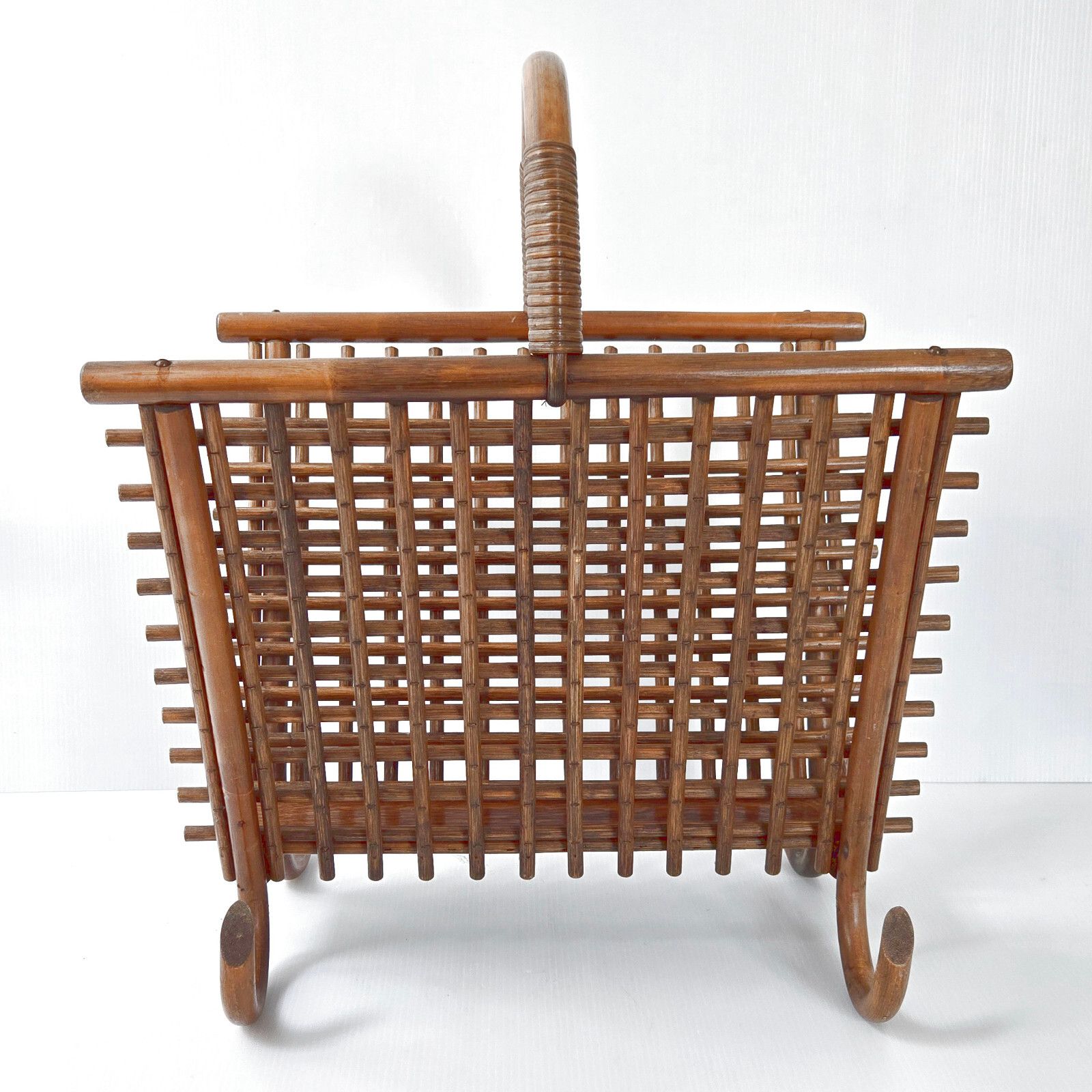 Stunning Vintage 1960s Bamboo & Rattan Magazine Rack 60s 60s photo furniture