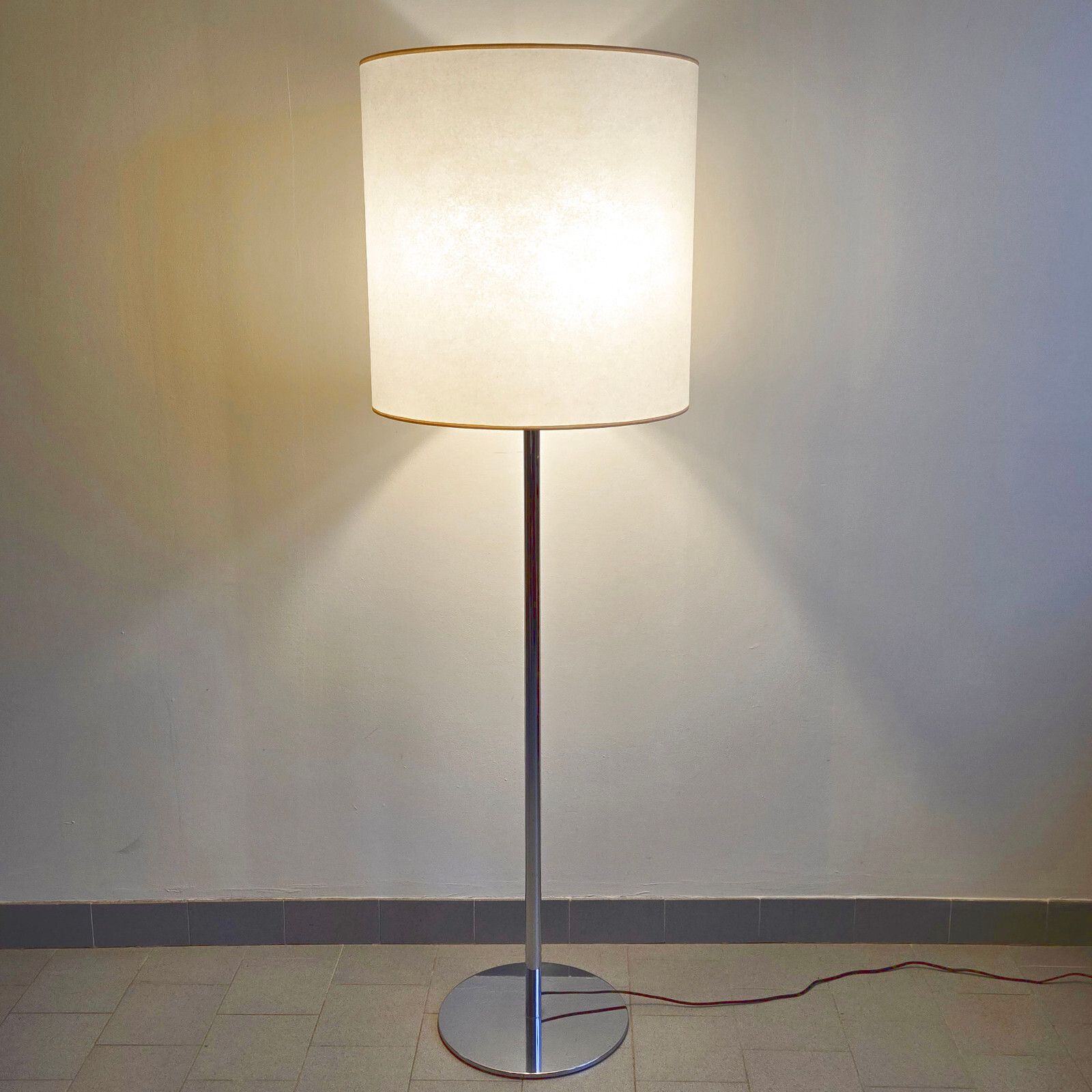 Important Vintage 1970s Roche Bois Chrome Steel Floor Lamp 70s photo Lighting