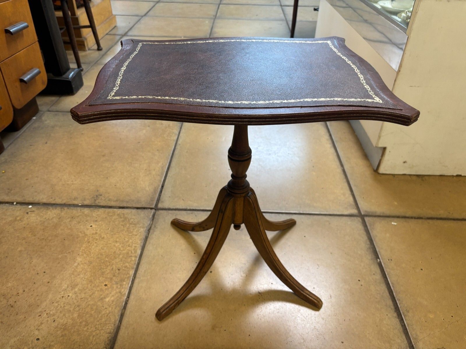 Antique Mahogany Occasional Table With Leather Top photo buy