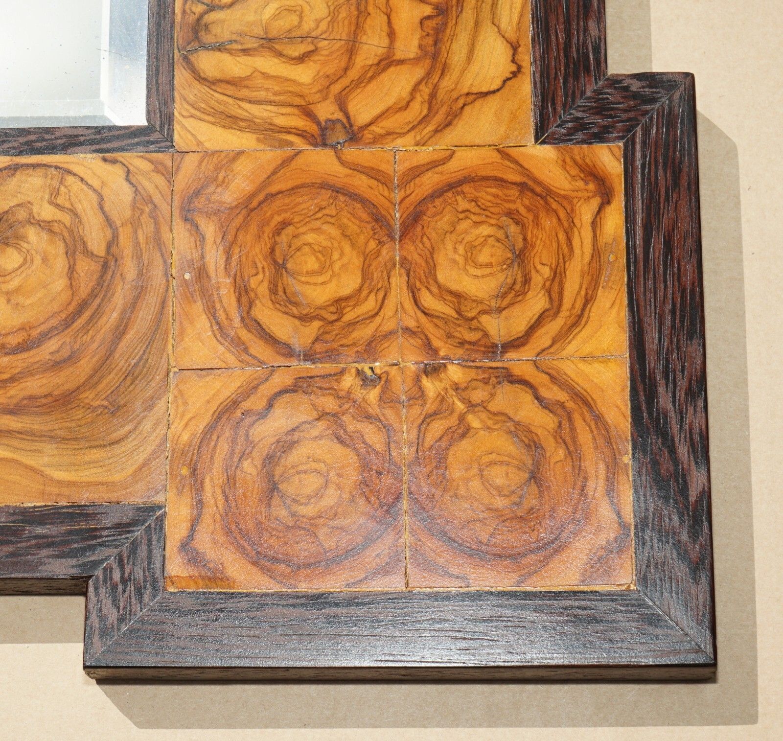 Home Decor Exquisite Bevelled Edge Oyster Laburnum Wood Wall Mirror Sublime Patina photo