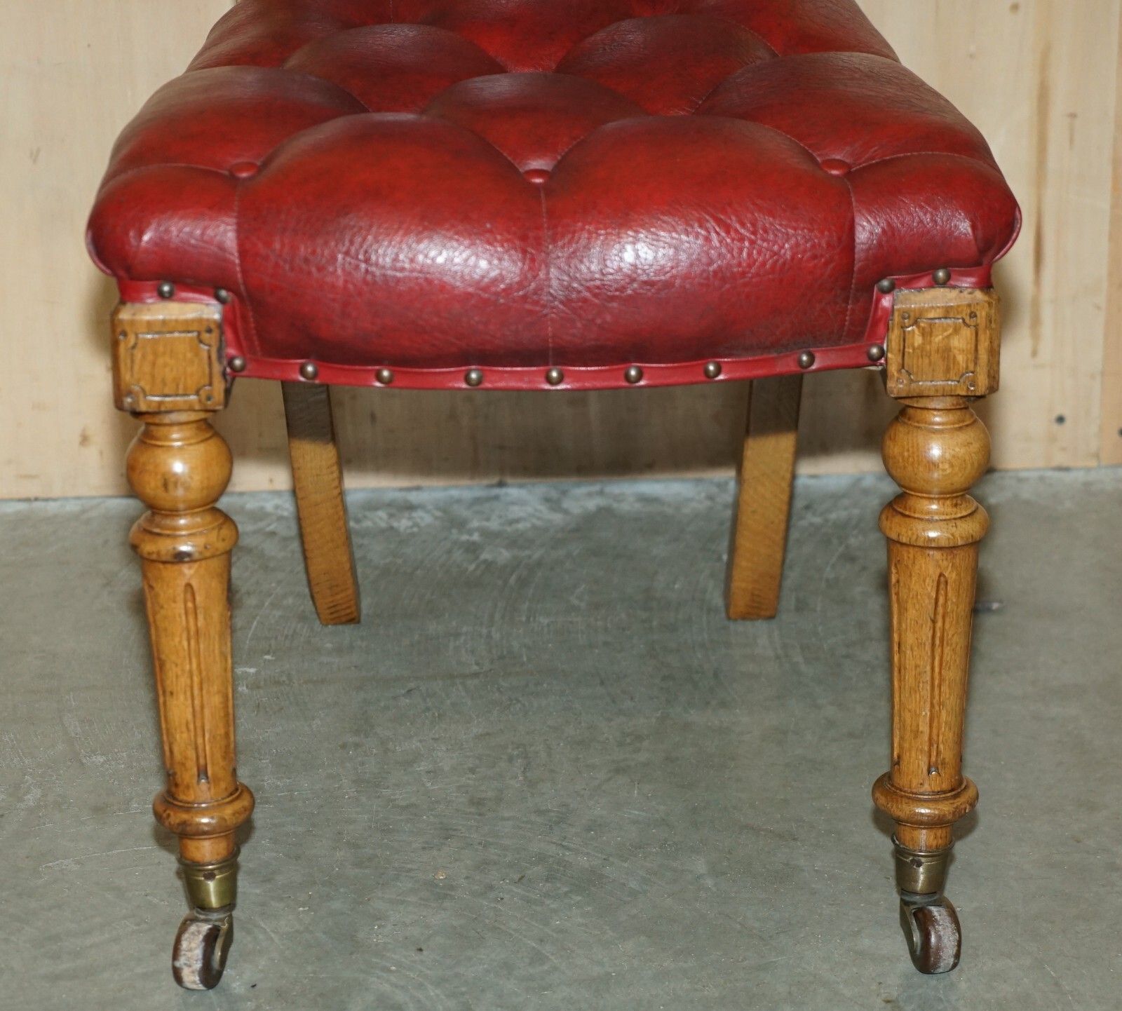 photo furniture Five Antique Holland & Son's Attributed Dining Chairs With English Oak Frames 5
