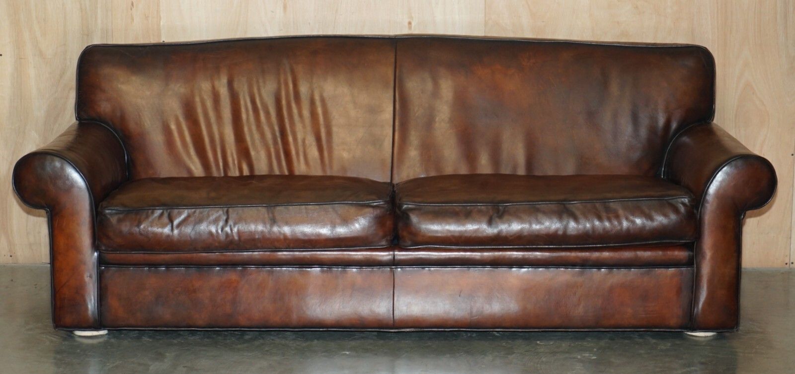 Stunning Rrp £24,000 Ralph Lauren Fully Restored Heritage Brown Leather Sofa photo for sale
