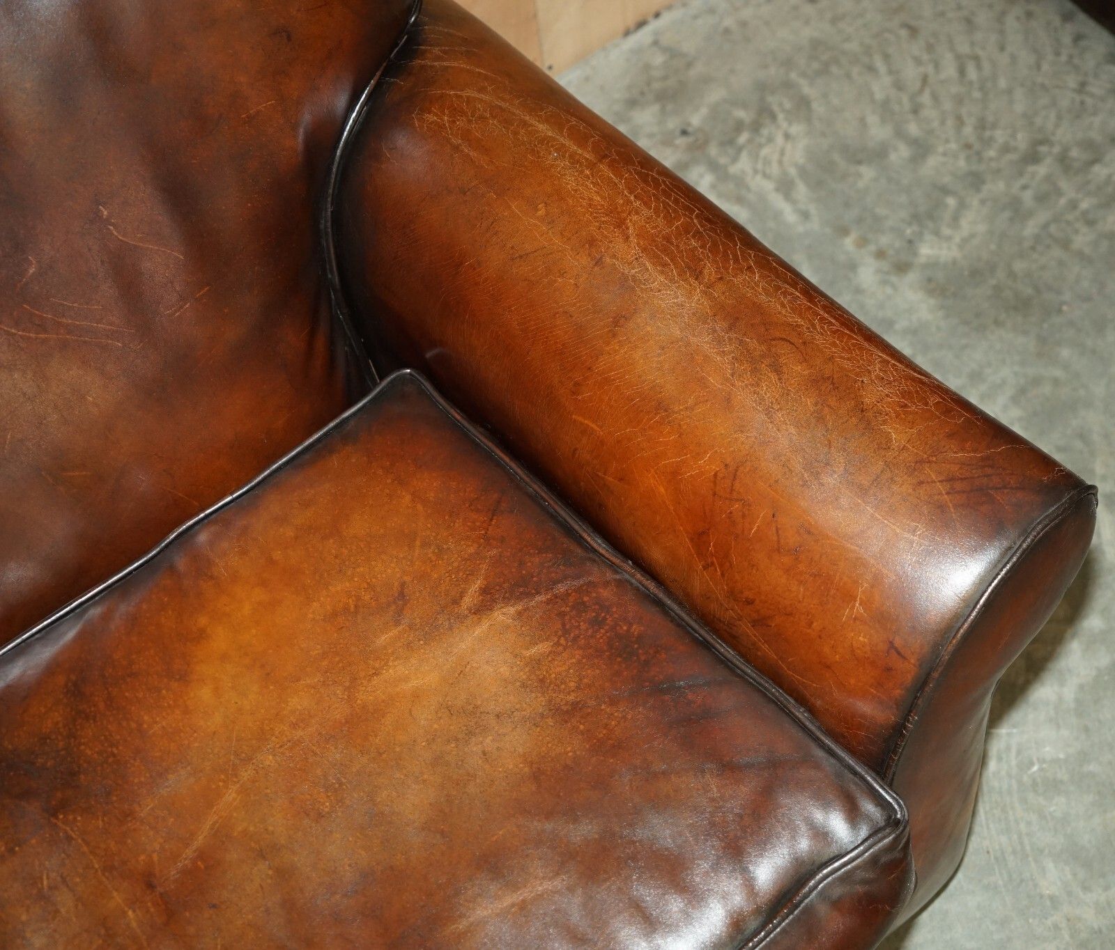 Stunning Rrp £24,000 Ralph Lauren Fully Restored Heritage Brown Leather Sofa photo vintage