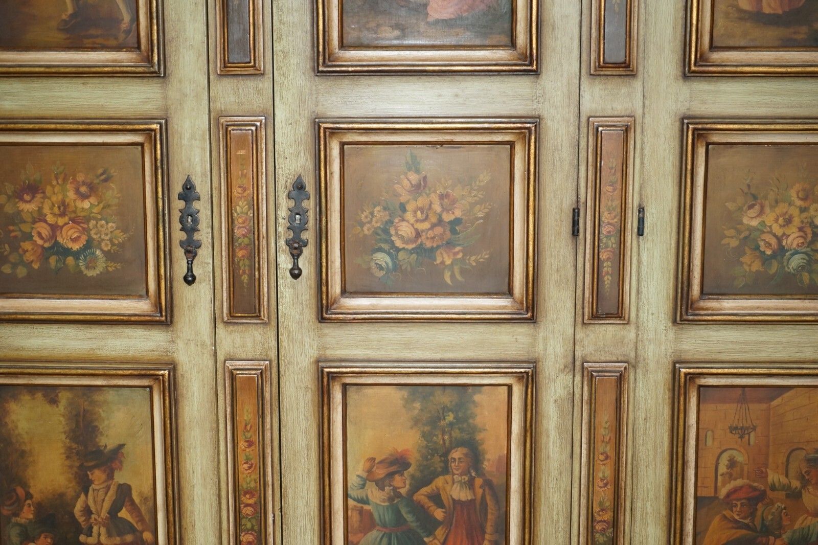 Stunning Vintage Oak Italian Housekeepers Cupboard Or Double Bank Wardrobe photo vintage