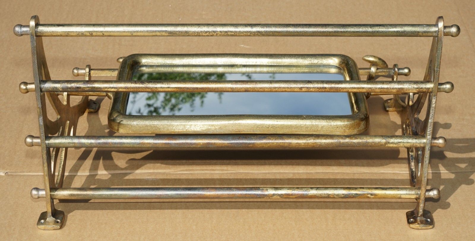 Vintage Gold Leaf Pormanteau Luggage Rack Coat Hook & Cheval Mirror For Entrance photo vintage