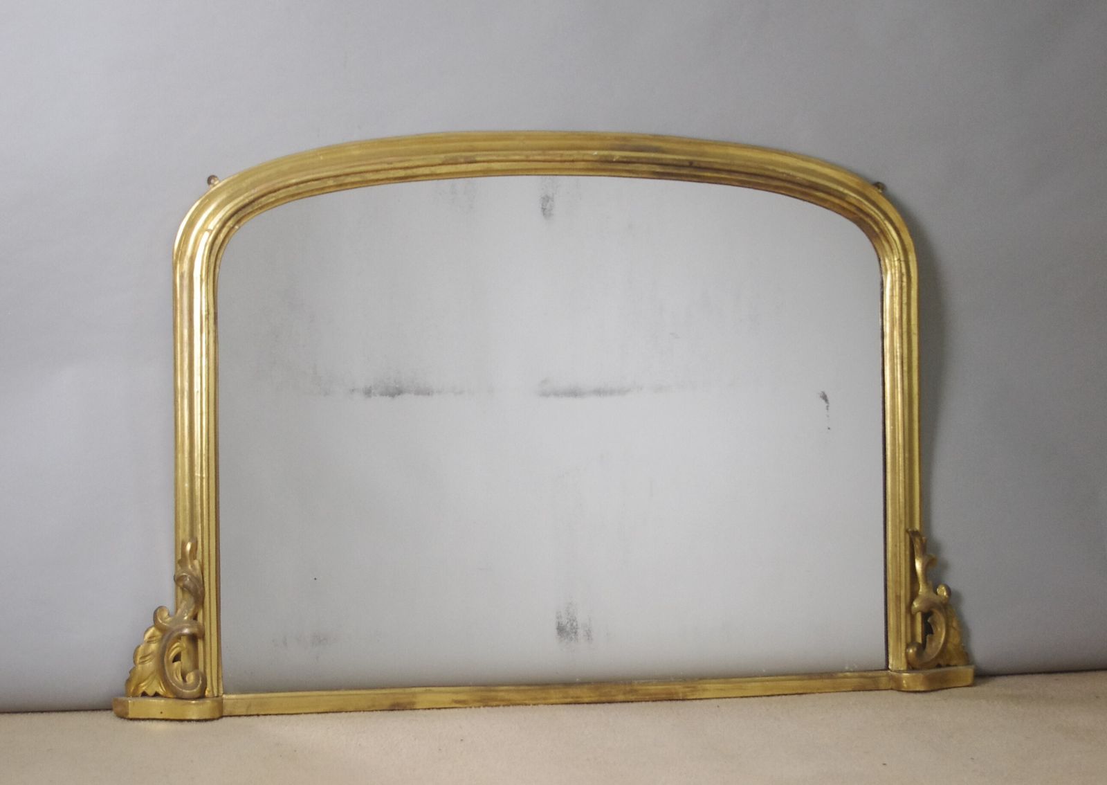 Victorian Gilt Wood Arch Top Overmantle Mirror photo vinterior