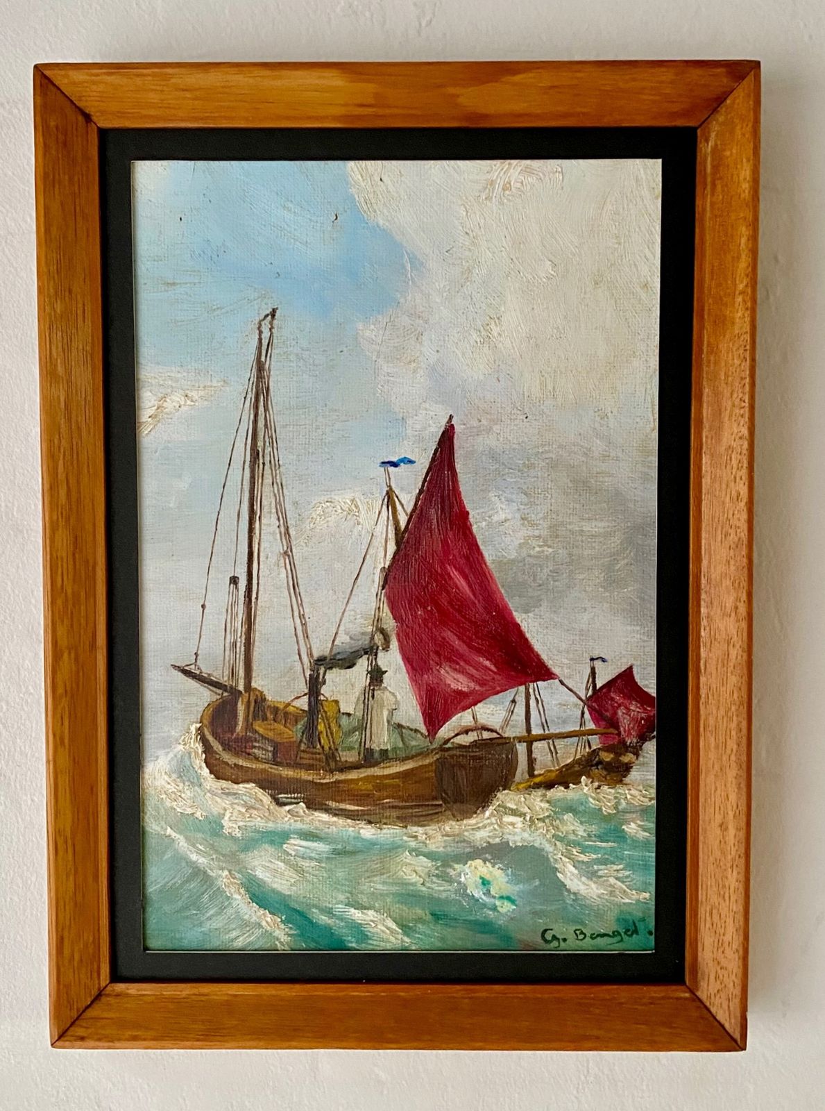 Early 20thc Naive School Red Sailed Boats photo furniture