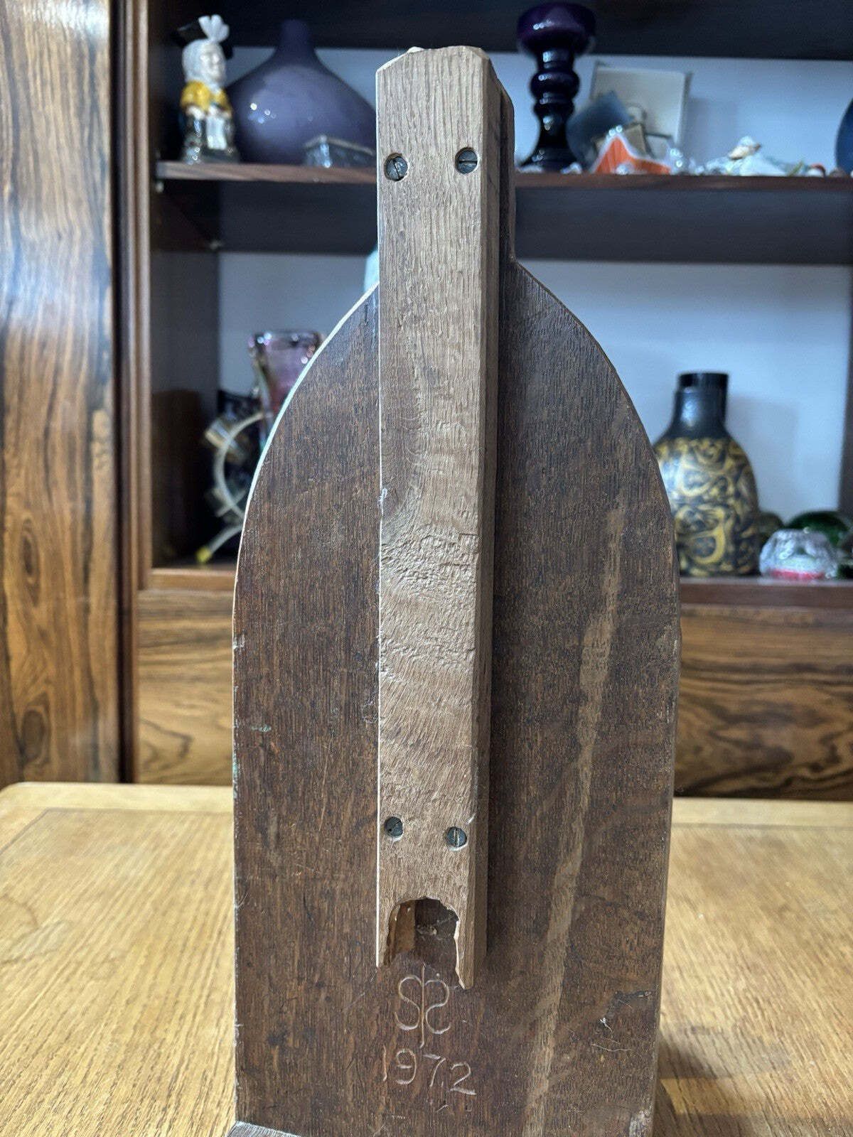photo furniture Mid Century Carved Oak Table Lamp Base
