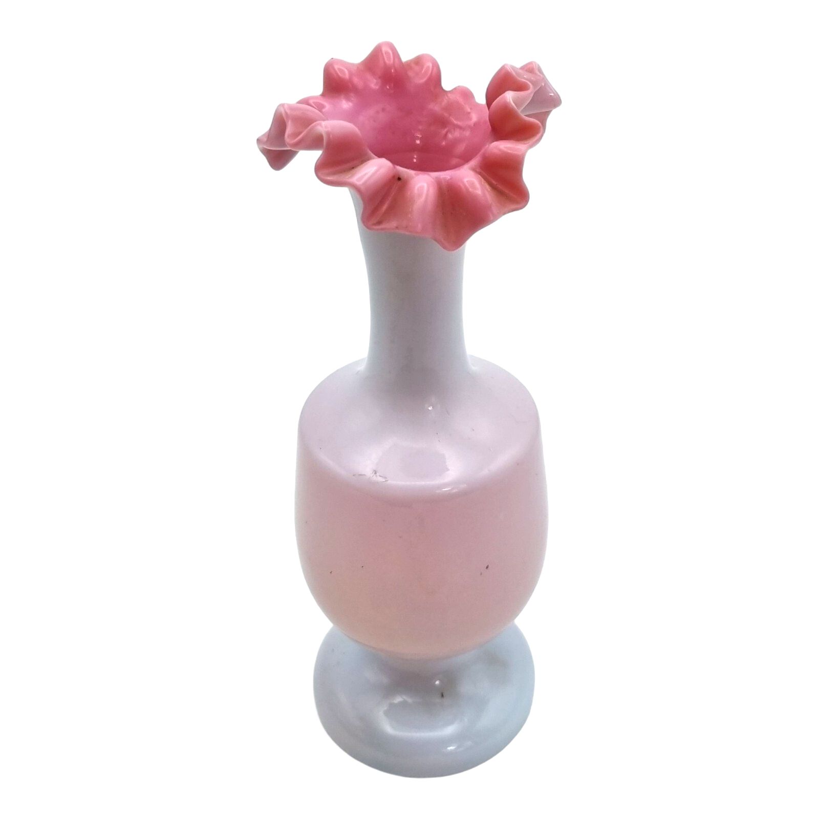 Victorian Vase Jack In The Pulpit Opaline Pink Milk Glass Ruffle Bud Vase photo furniture