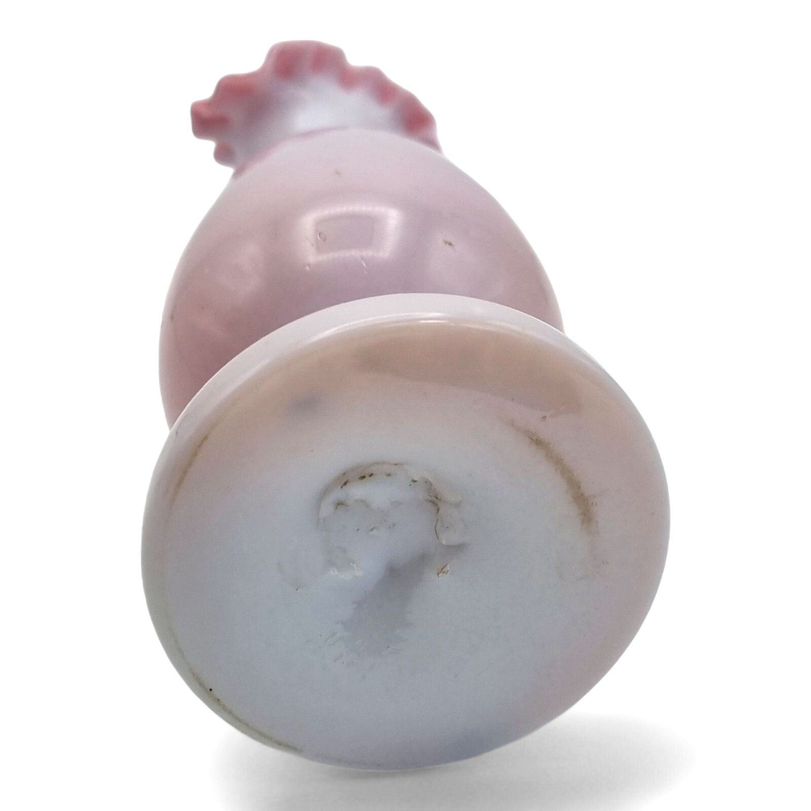 Victorian Vase Jack In The Pulpit Opaline Pink Milk Glass Ruffle Bud Vase photo vinterior