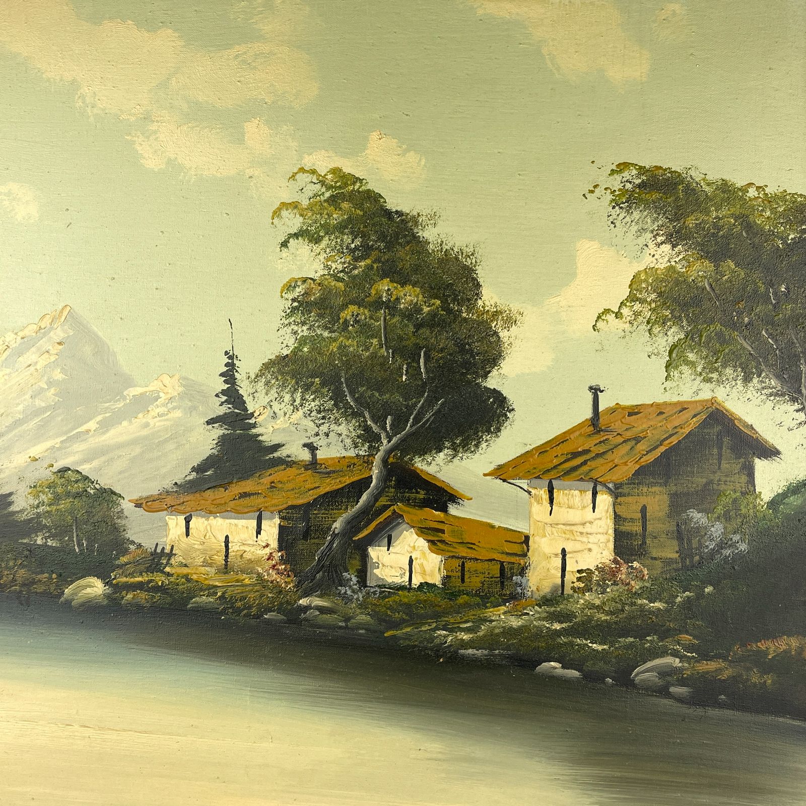 Groot Landschapsschilderij In Olieverf Door G. Taverna (1814–1878), Gesigneerd, Zwitsers, 19e Eeuw photo Kunst