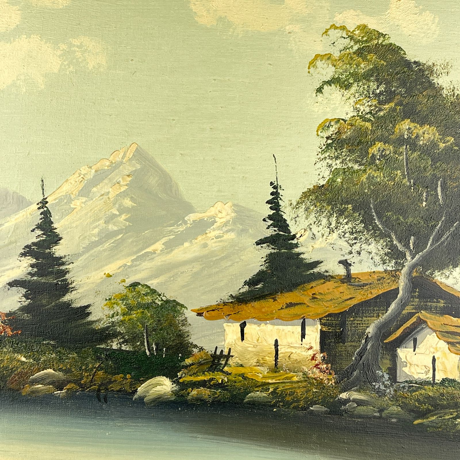 photo furniture Original Large Landscape Oil Painting By G. Taverna (1814 1878), Signed, Swiss, The 19century