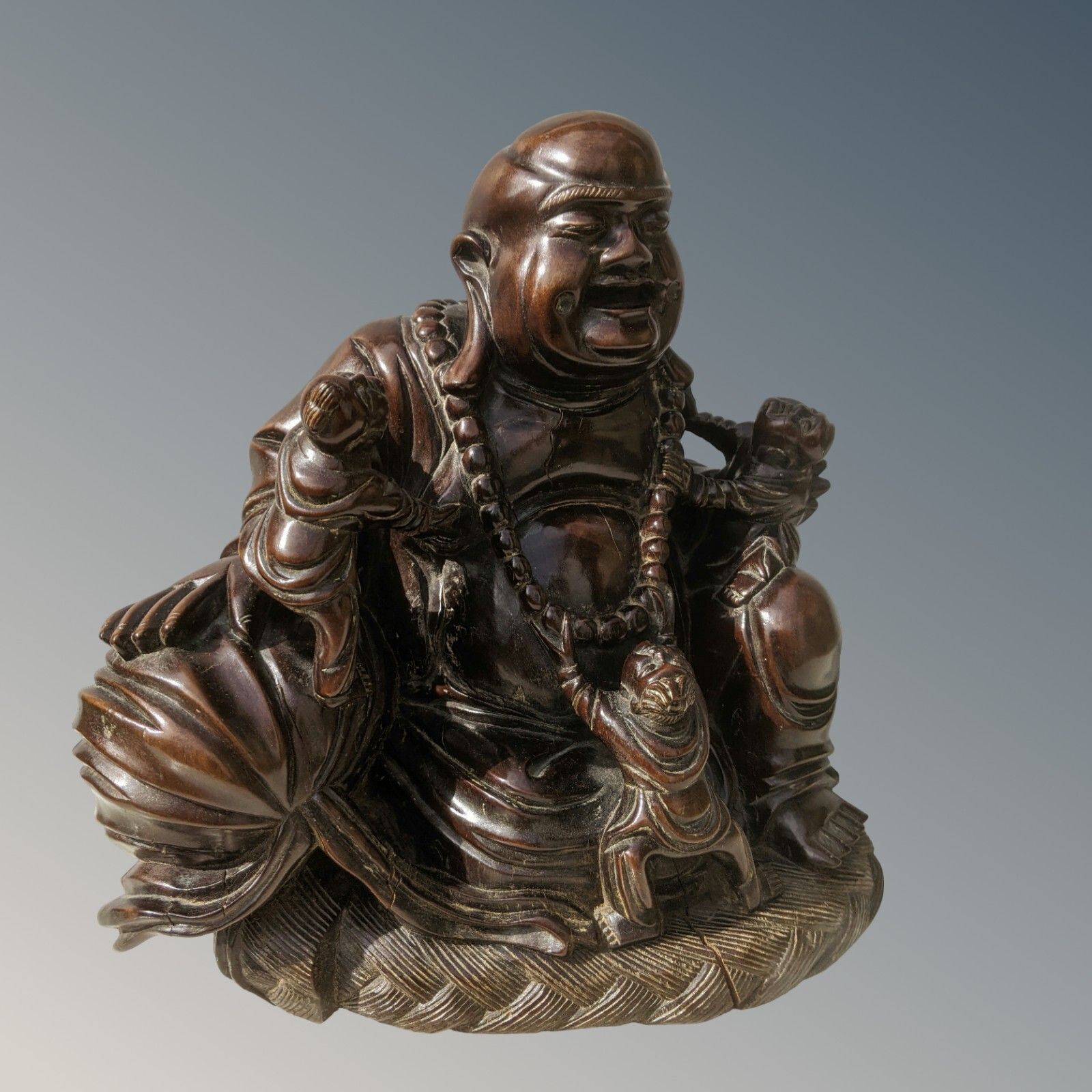 Art Large Antique Chinese Carved Hardwood Buddha photo