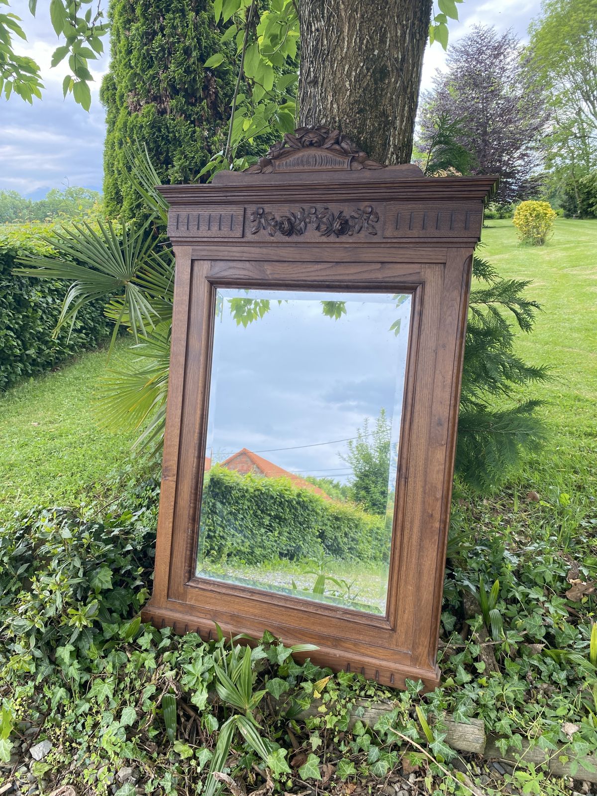 Large Bevelled Mirror In Carved Wood   Neo Renaissance Style, 19th Century photo vinterior