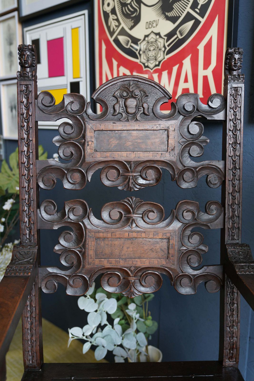 Italian Renaissance Revival Hall Chair Carved Wainscot Throne Ecclesiastical photo Furniture