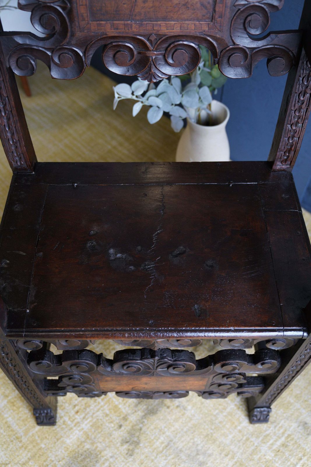 photo buy Italian Renaissance Revival Hall Chair Carved Wainscot Throne Ecclesiastical