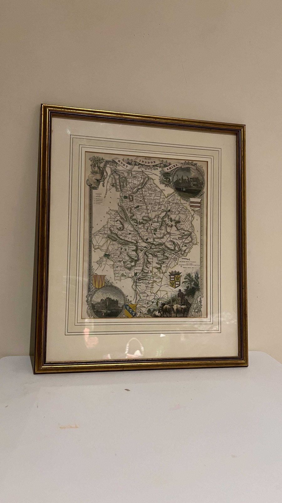 Framed 19th Century Map Of Huntingdonshire By Thomas Moule – Decorative Antique County Map