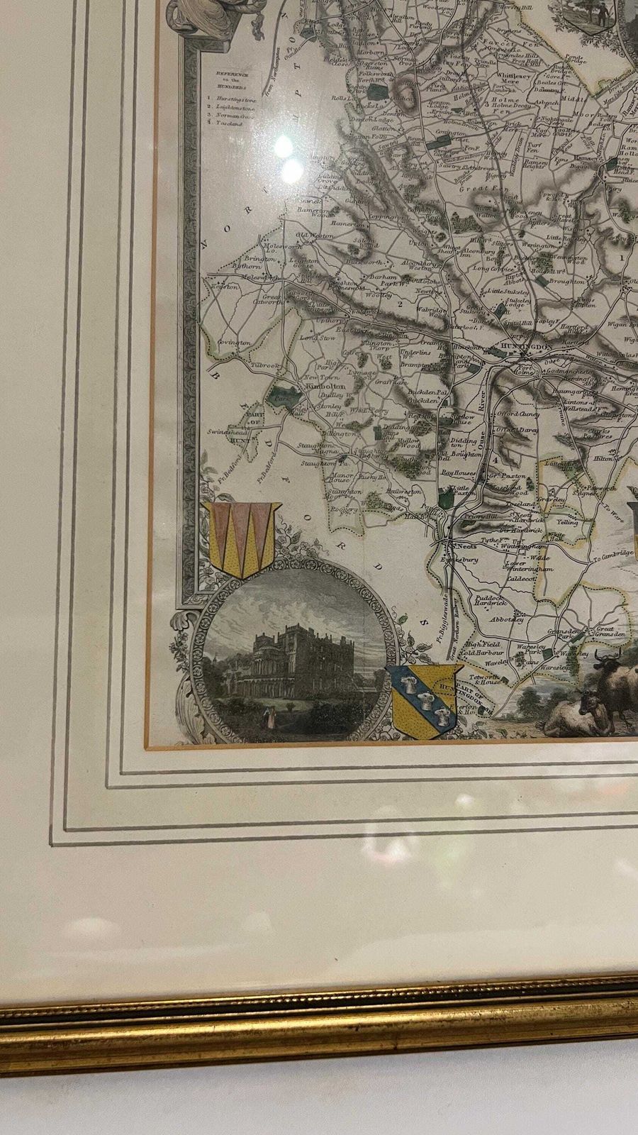 Framed 19th Century Map Of Huntingdonshire By Thomas Moule – Decorative Antique County Map photo for sale