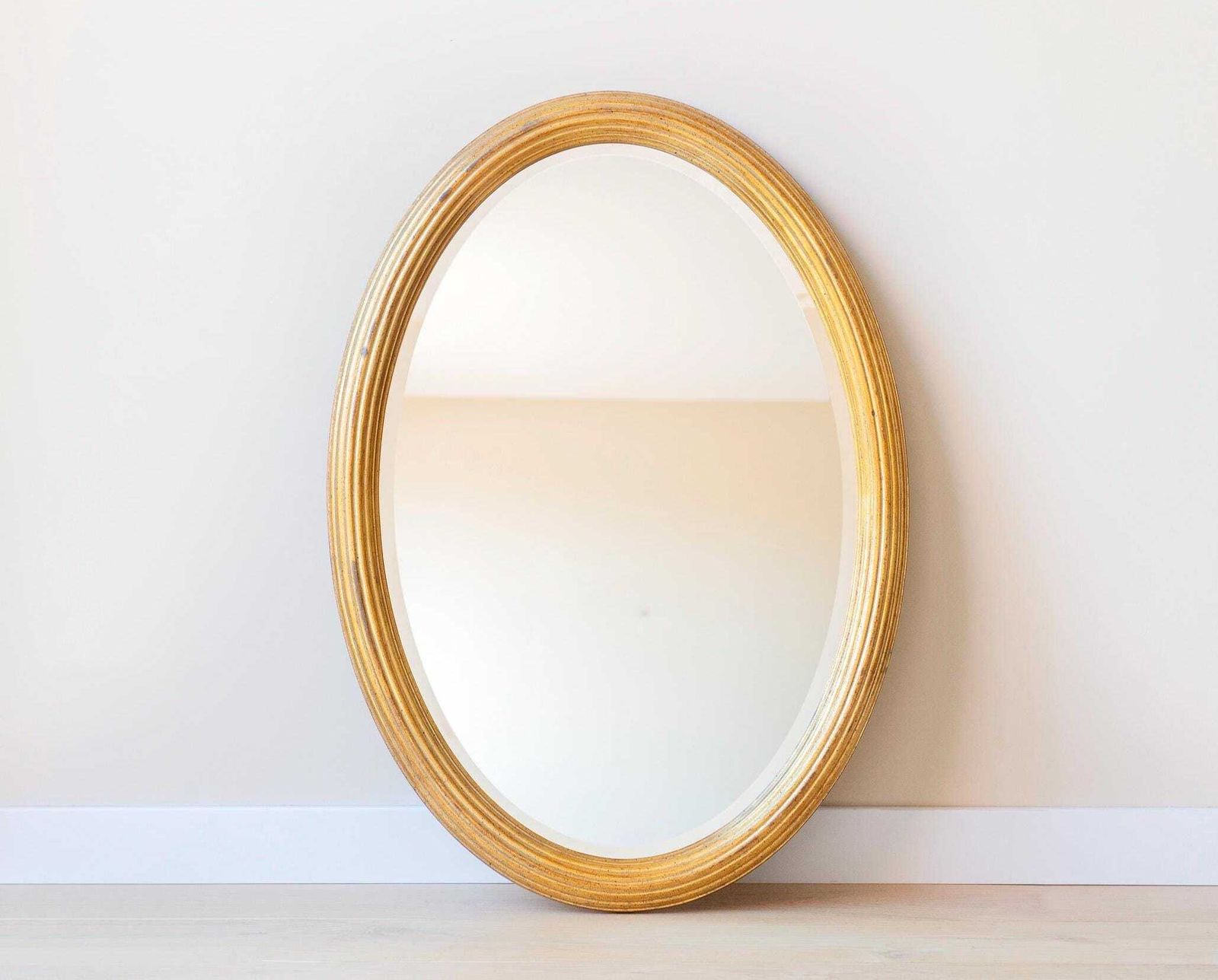 Oval Golden Mirror, Large Belgian Mirror With Beveled Glass, Deknudt, Hollywood Regency, Mid Century Wall Mirror, Made In Belgium photo furniture