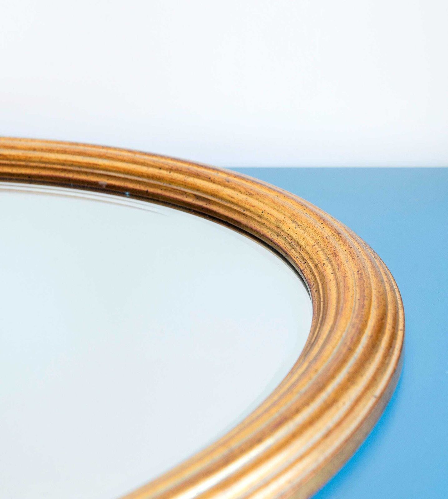 photo furniture Oval Golden Mirror, Large Belgian Mirror With Beveled Glass, Deknudt, Hollywood Regency, Mid Century Wall Mirror, Made In Belgium