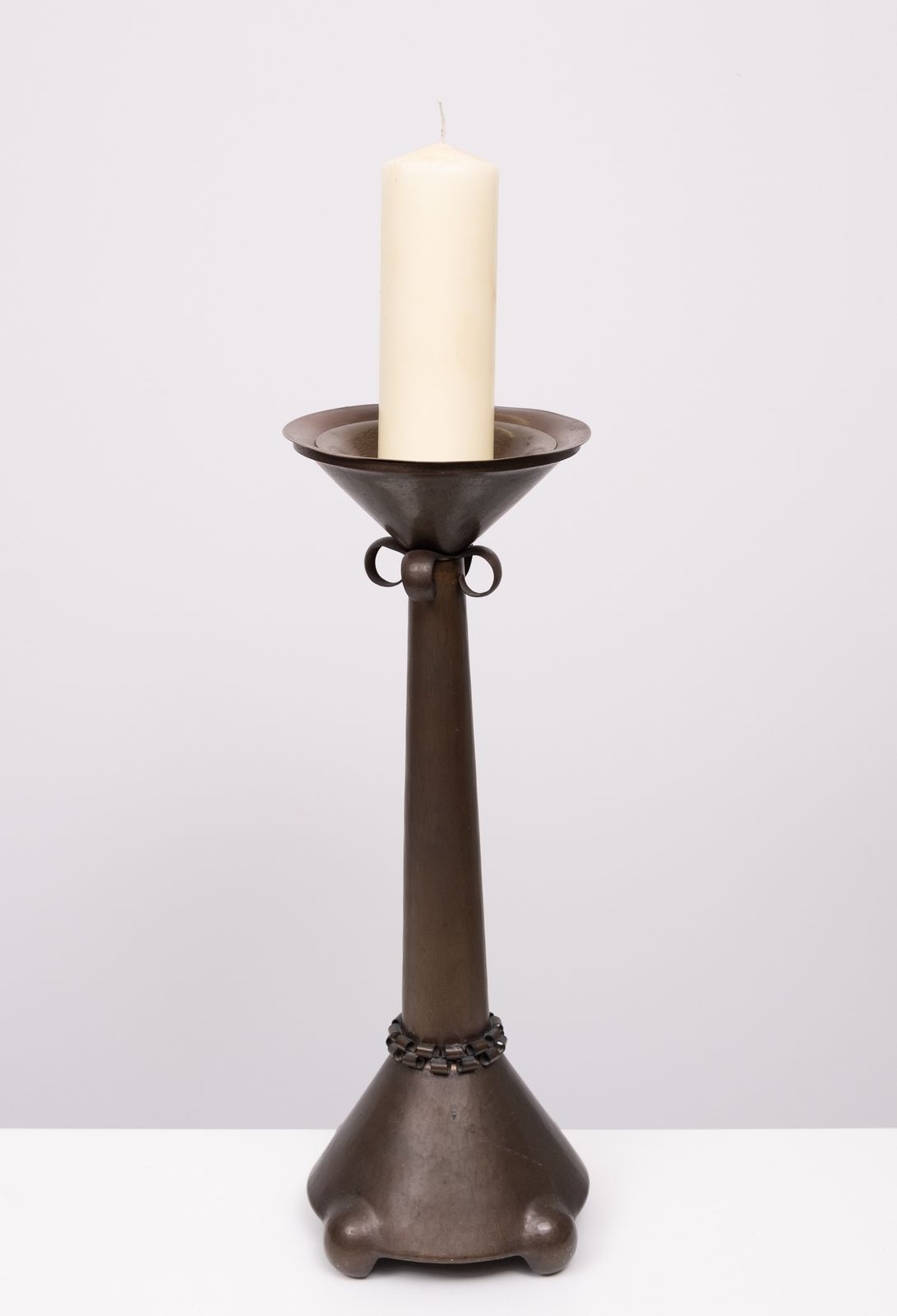 Amsterdam School Art Deco Hammered Copper Candle Stand Holland photo 550.0