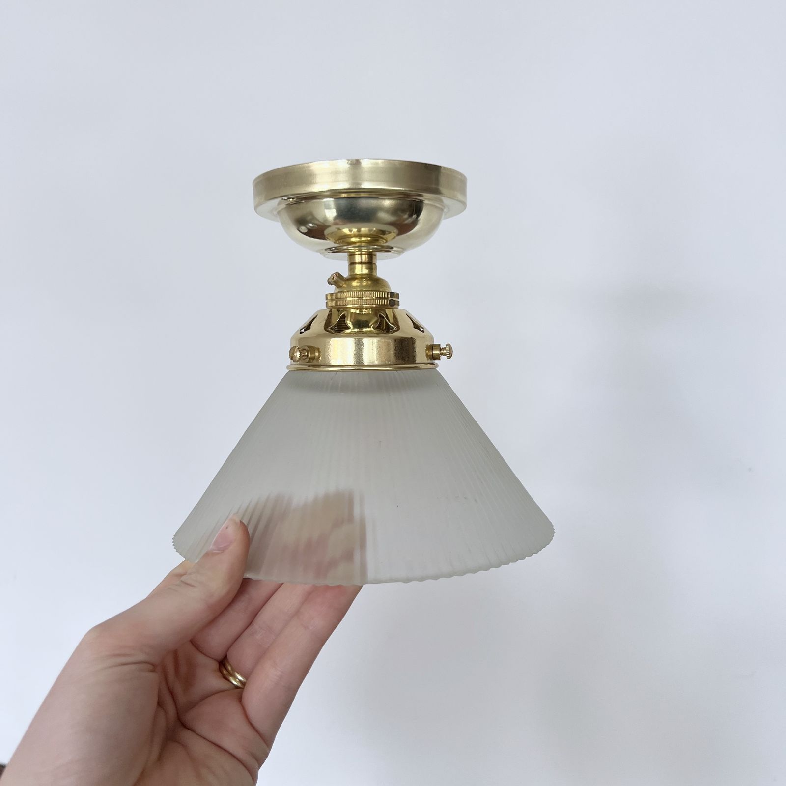 Frosted Conical Polished Brass Flush Fitting Lights photo 95.0