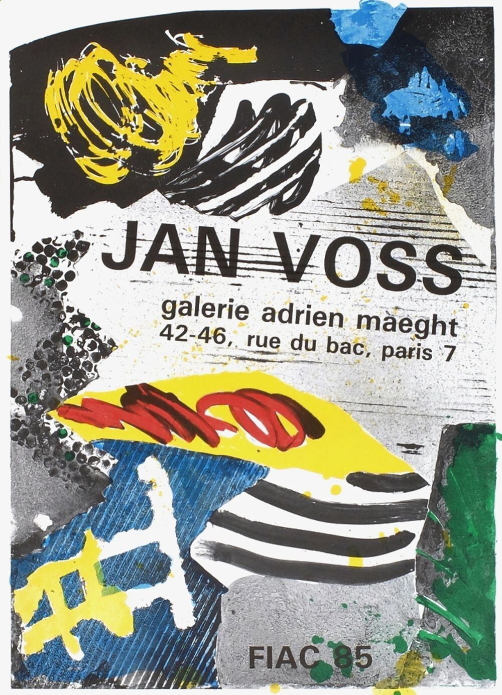 Jan Voss Vintage Poster Poster Exhibition Fiac 1985 Very Good Condition