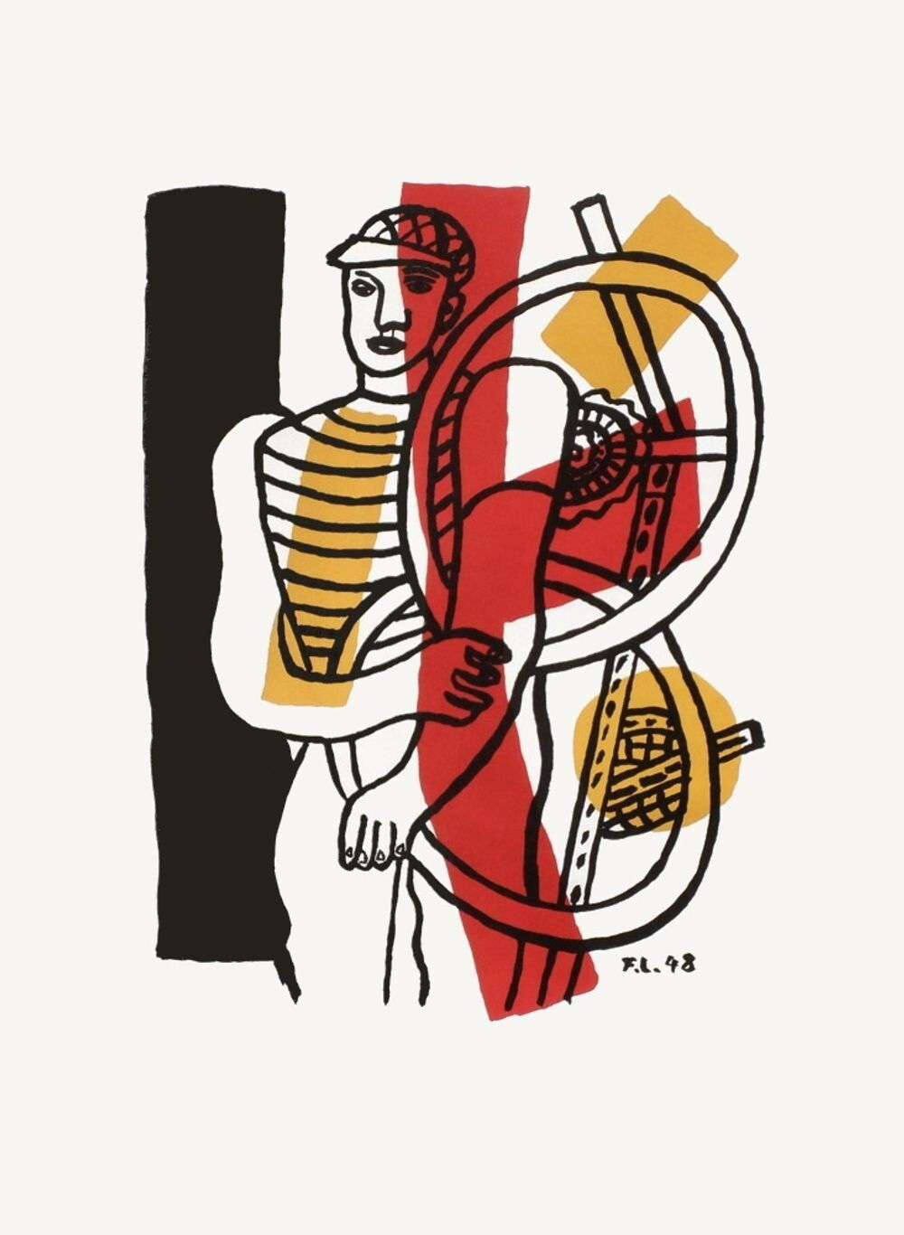 Fernand Léger Le Cycliste Lithograph On Vellum Paper Signed Board