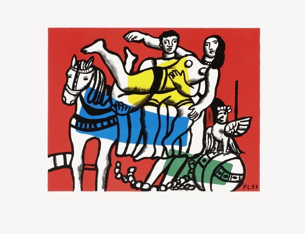 Fernand Léger Le Cirque Lithograph On Vellum Paper Signed Board