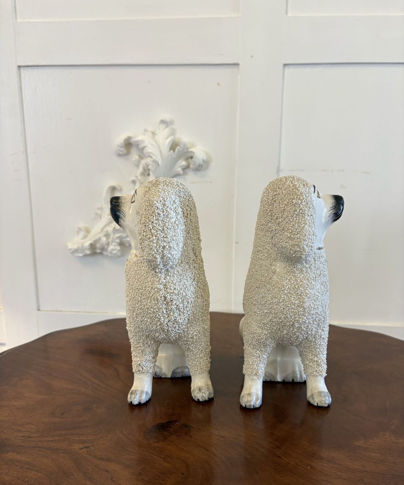 Pair Of Antique 19th Century Quality Staffordshire Poodles photo vintage