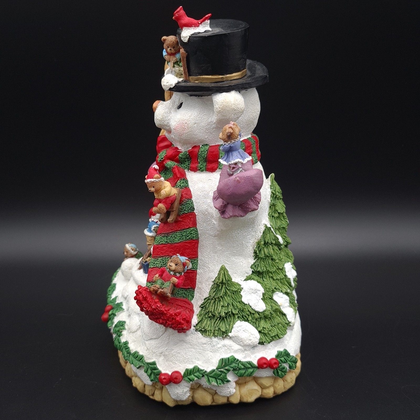 Light Up Christmas Music Box Teddy Bear Snowman & Bears Playing To Xmas Song photo Home Decor