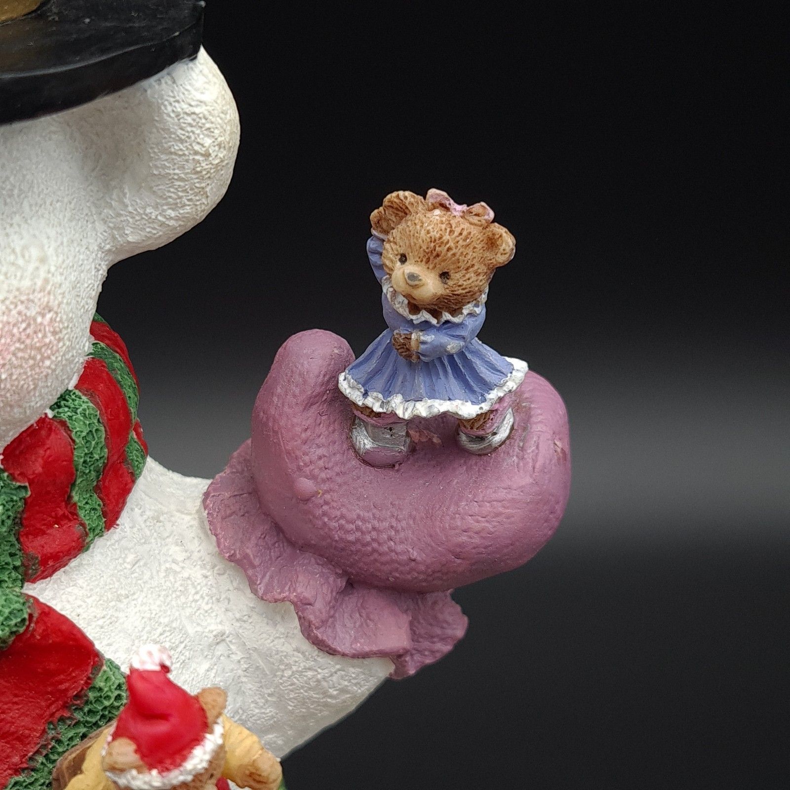 Home Decor Light Up Christmas Music Box Teddy Bear Snowman & Bears Playing To Xmas Song photo