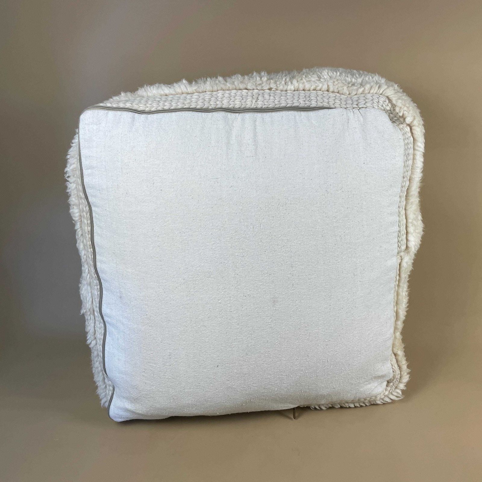 Vintage Moroccan Pouf Footstool Kilim Carpet Handwoven Wool Traditional Lounge Pouffe Cube Square Floor Cushion Beige Pattern photo 145.0
