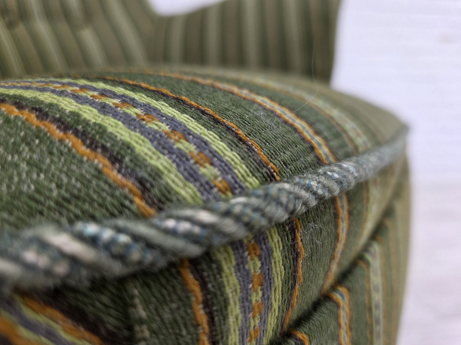 photo furniture 1960s, Danish Armchair, Green Furniture Wool, Teak Wood.