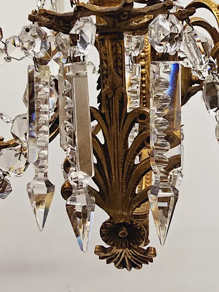 A Very Rare Large 19th Century French Gilt Bronze And Crystal Eight Branch Rewired Gasolier photo vinterior