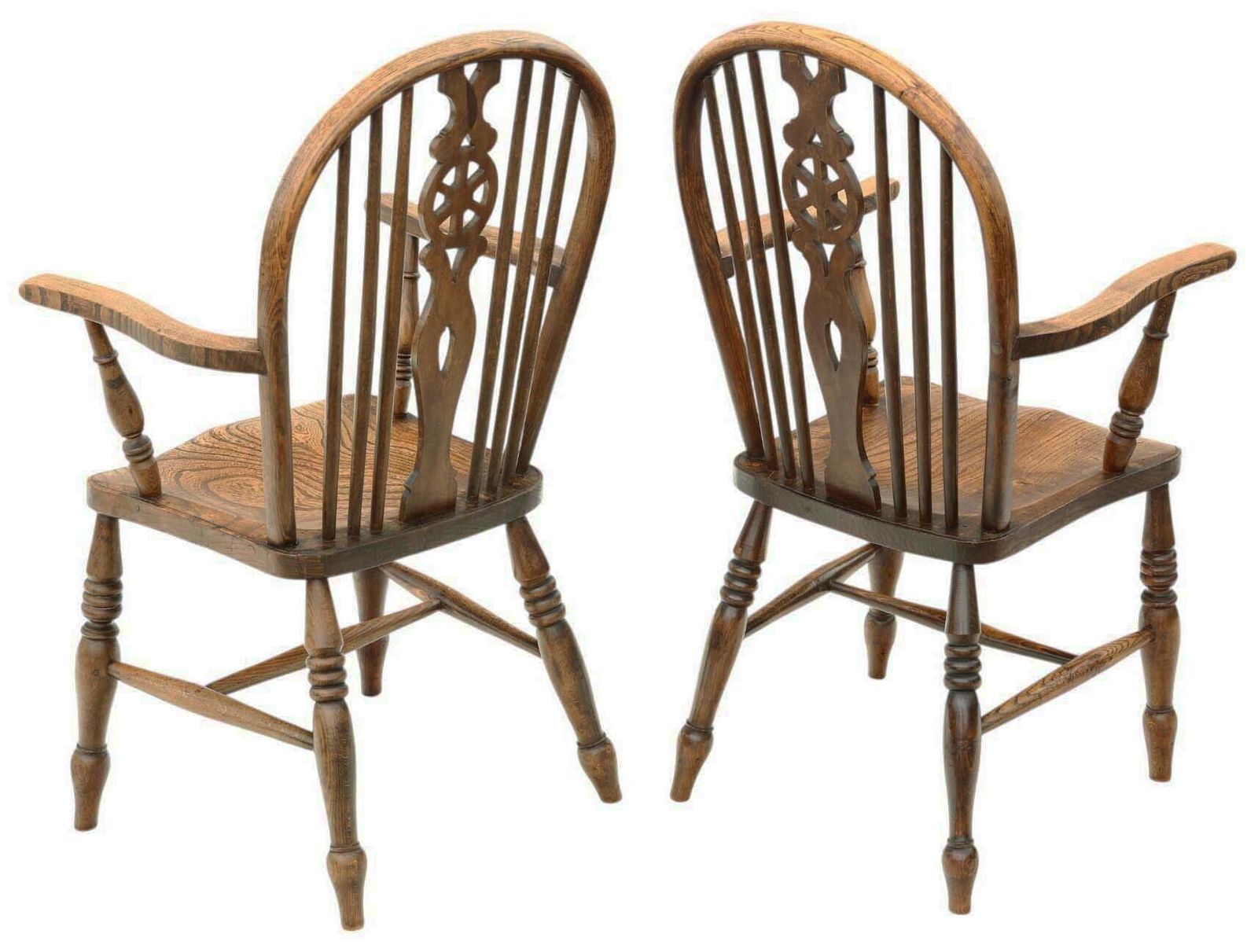 Antique Harlequin Set Of 8 (6 Plus 2) Ash Elm Beech Kitchen Dining Chairs C1910 photo buy