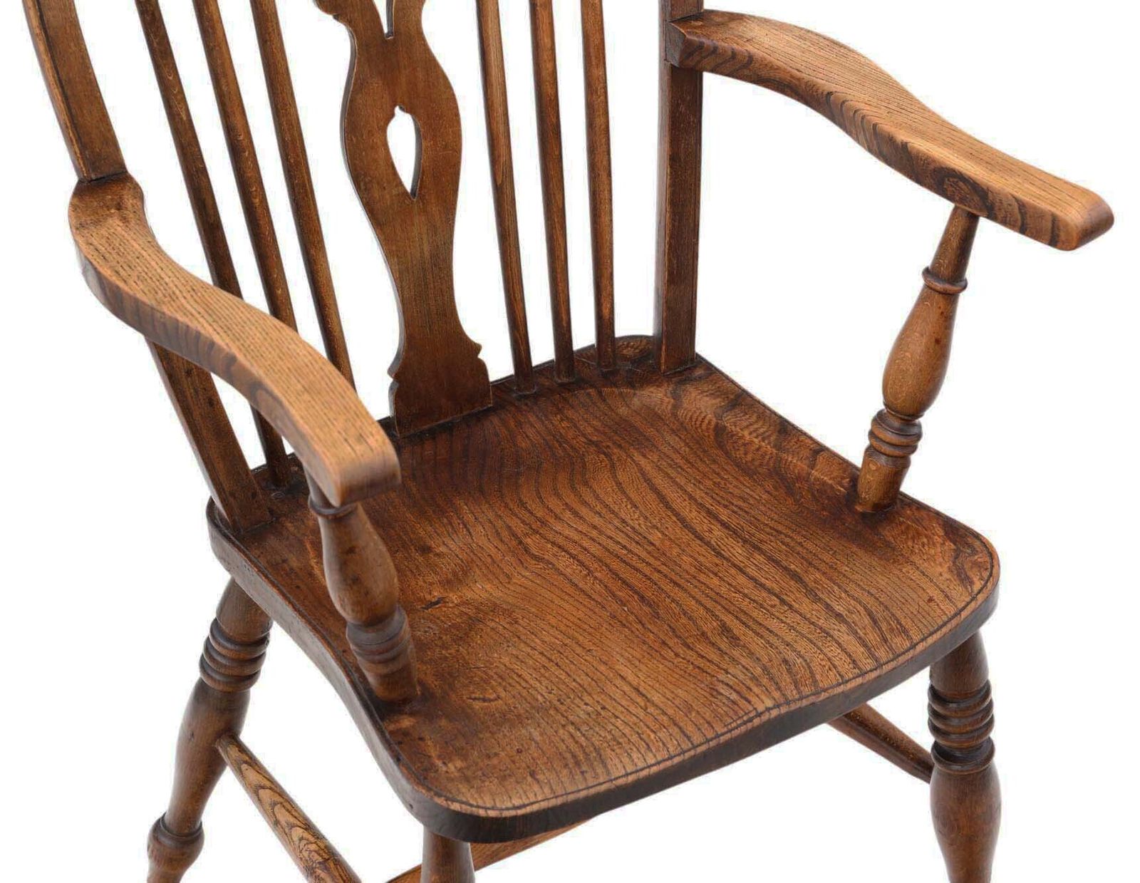 photo furniture Antique Harlequin Set Of 8 (6 Plus 2) Ash Elm Beech Kitchen Dining Chairs C1910