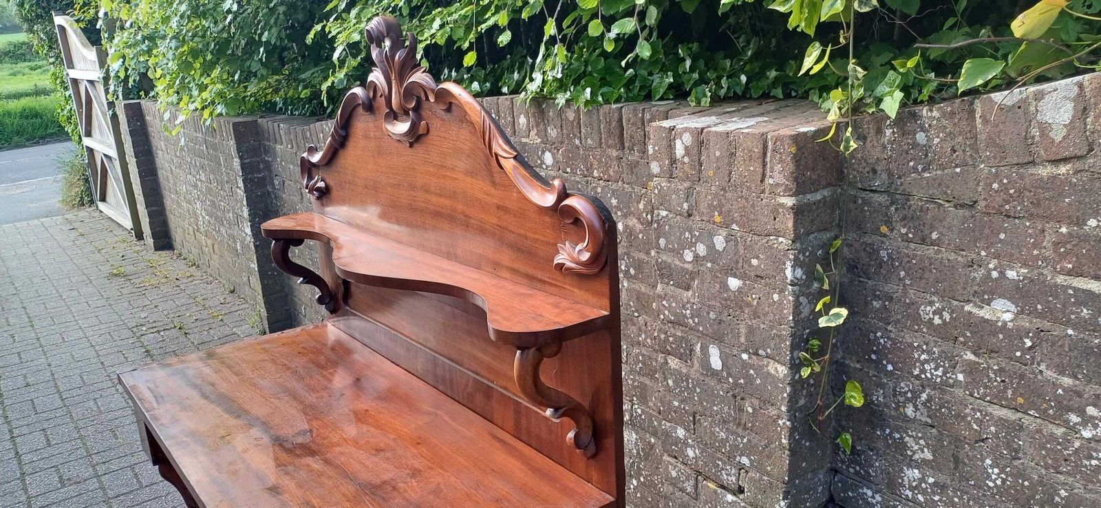 Victorian Rococo Revival Mahogany Chiffoniere 19th Century Antique Sideboard With Carved Pediment & Gothic Panels photo 595.0