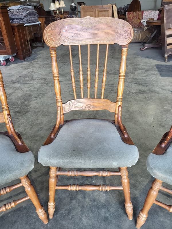 20thc 4 Continental High Back Carved Kitchen Country Dining Chairs Fabric Seats photo 225.0