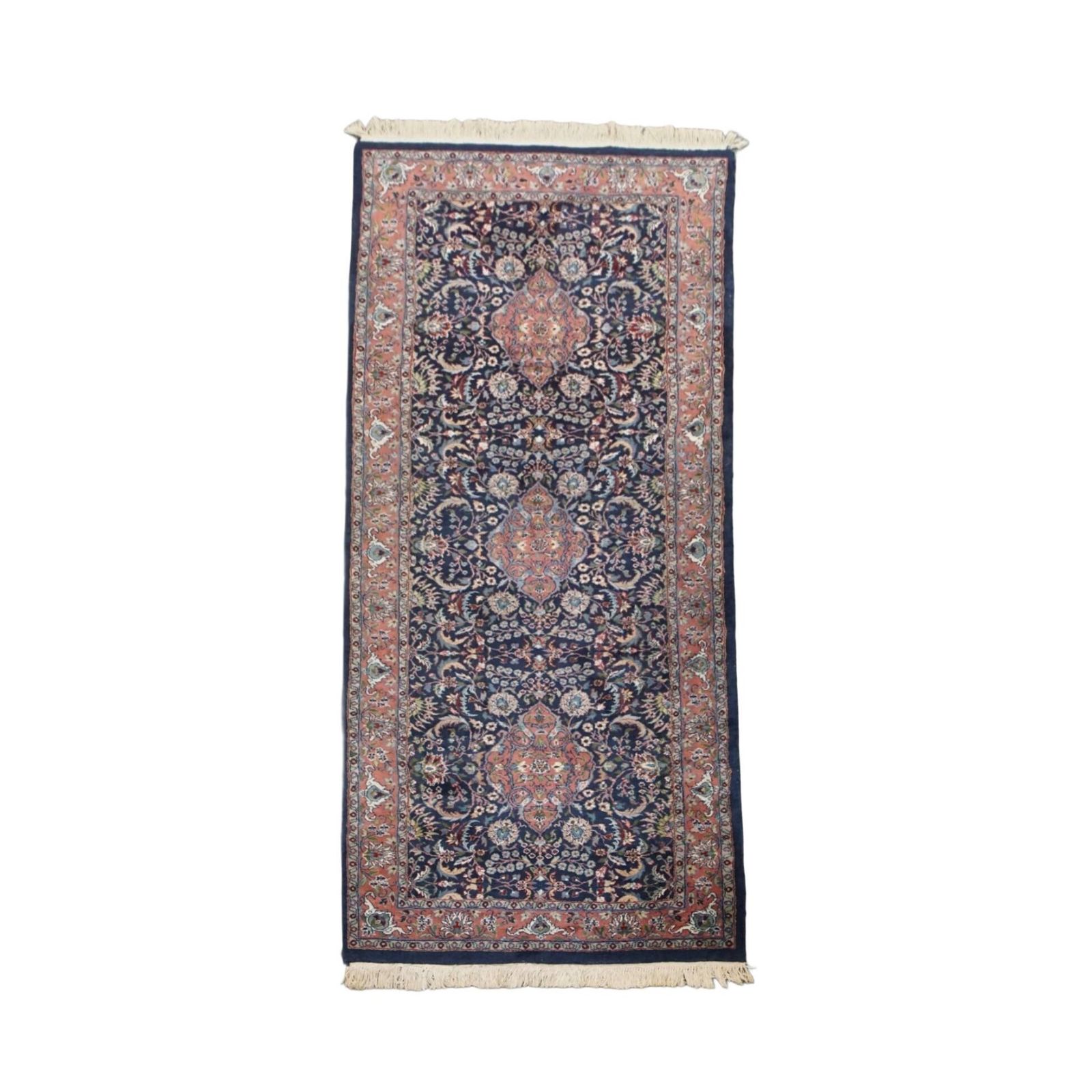 Voornamelijk Donkerblauwe Oosterse Loper Van 283 X 105 Cm Met Mooie Kleuren En Patronen