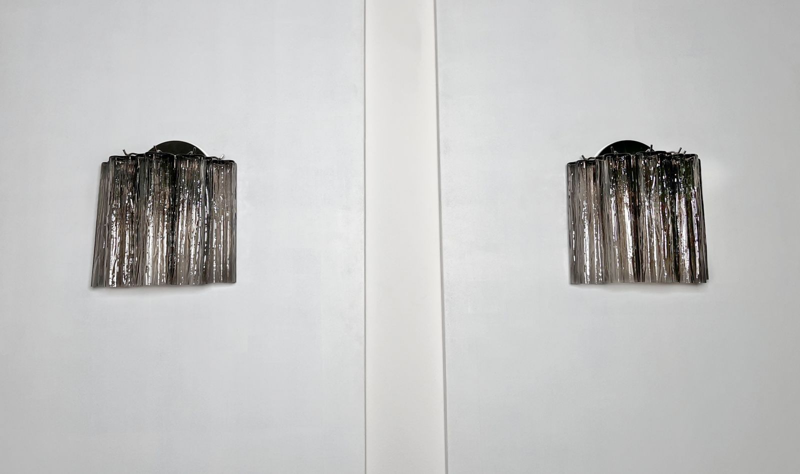 Lighting Fantastic Pair Of Murano Glass Tube Wall Sconces   5 Smoked Glass Tube photo