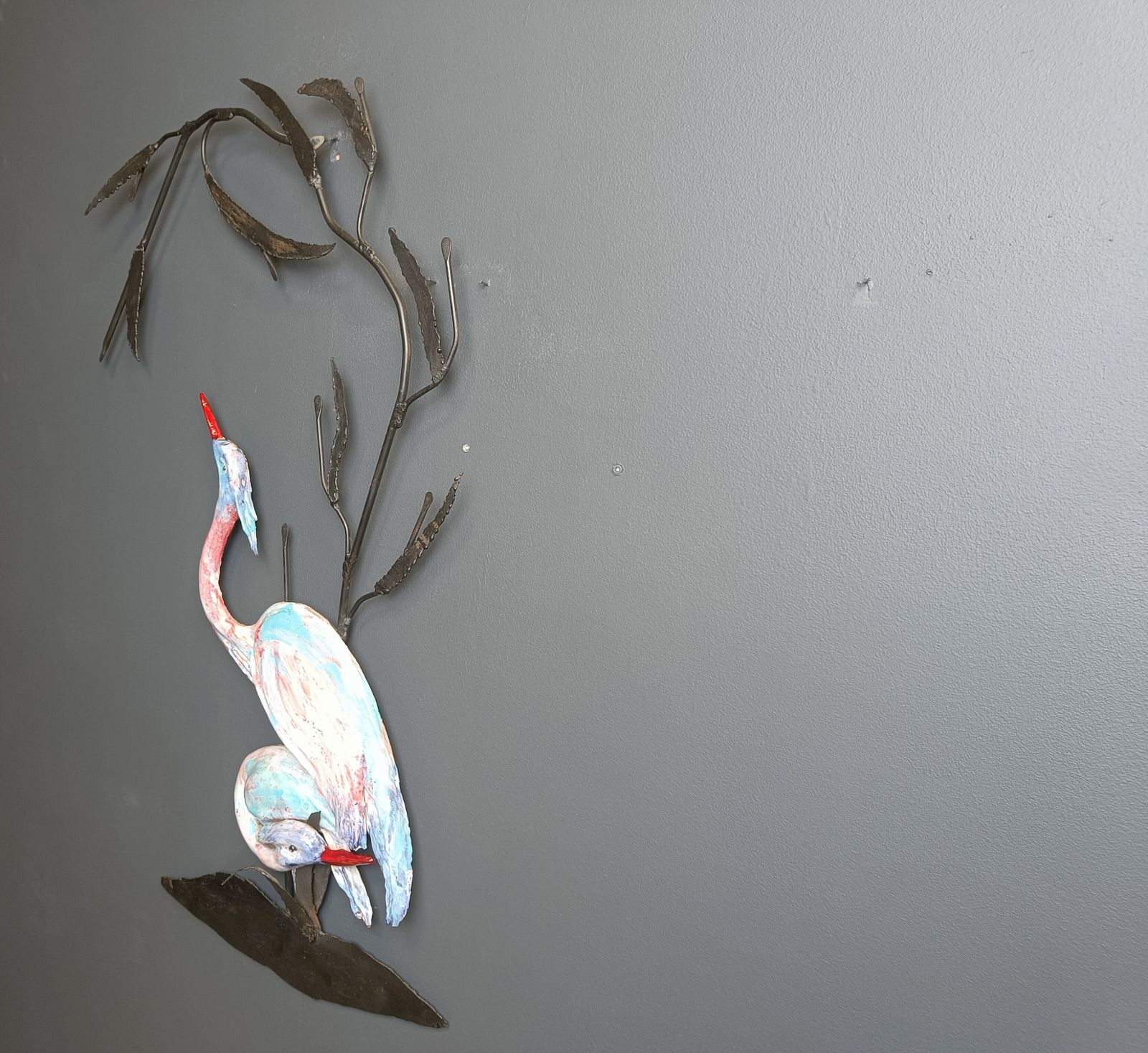 Large Ceramic Héron Or Crane Bird Wall Sculpture, 1970s photo vintage