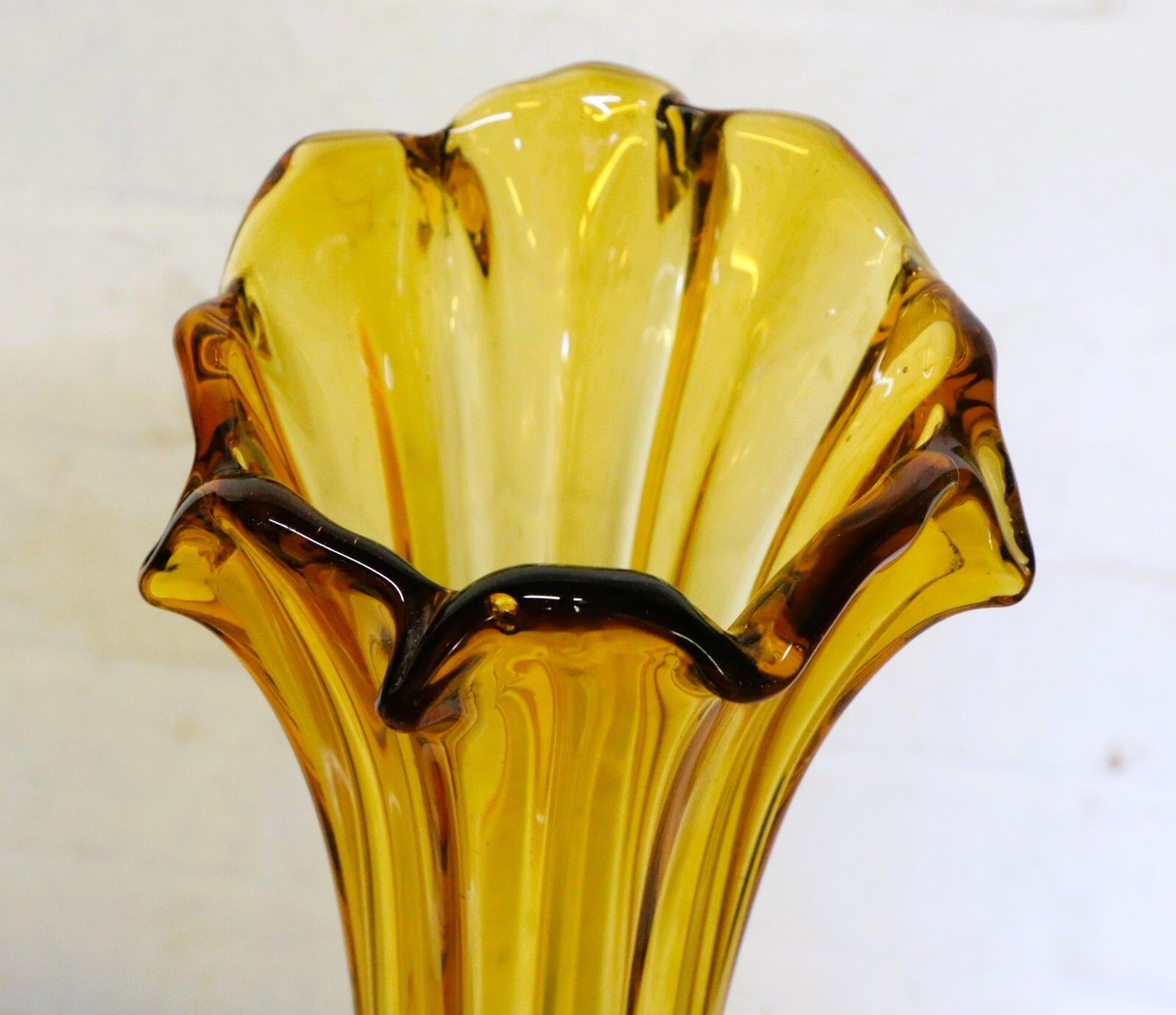 Pair Vases Vintage Italian Moulded Glass Vases Large Striking And Unusual photo for sale