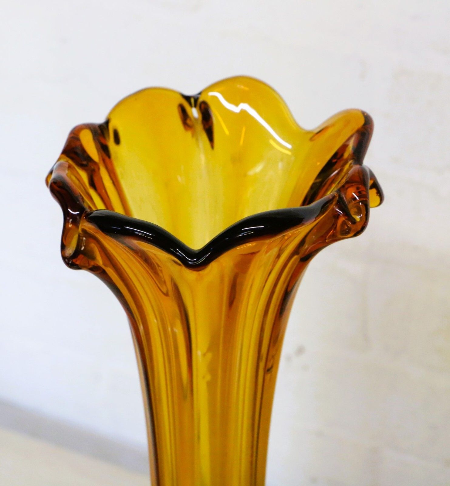 Pair Vases Vintage Italian Moulded Glass Vases Large Striking And Unusual photo Home Decor