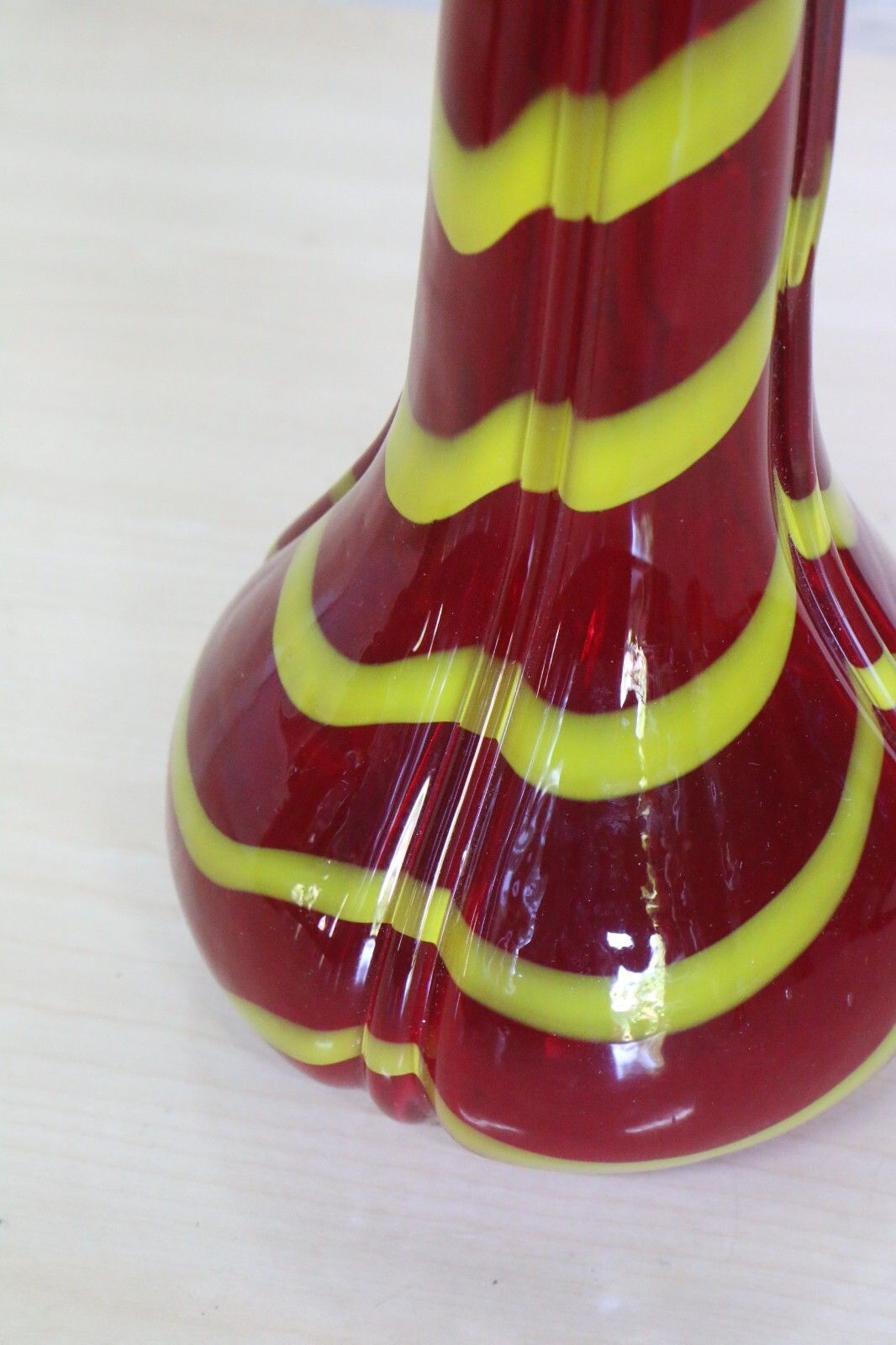 Murano Large Vase Vintage Italian Very Striking Approx. 1960's Red And Yellow photo buy