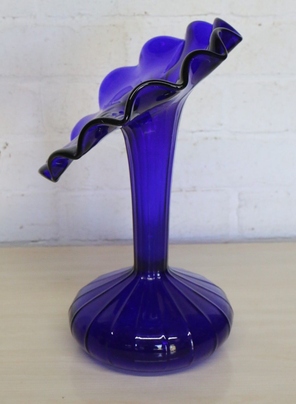 Large Vase Vintage Italian Cobalt Blue Glass Vase Very Striking Approx. 1960's. photo Home Decor