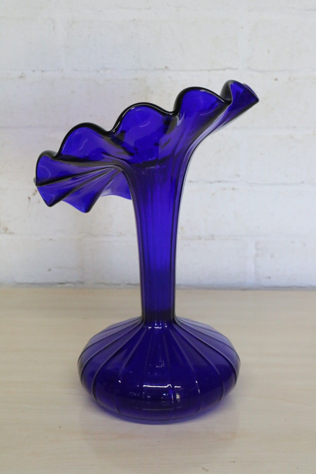 Large Vase Vintage Italian Cobalt Blue Glass Vase Very Striking Approx. 1960's. photo vintage