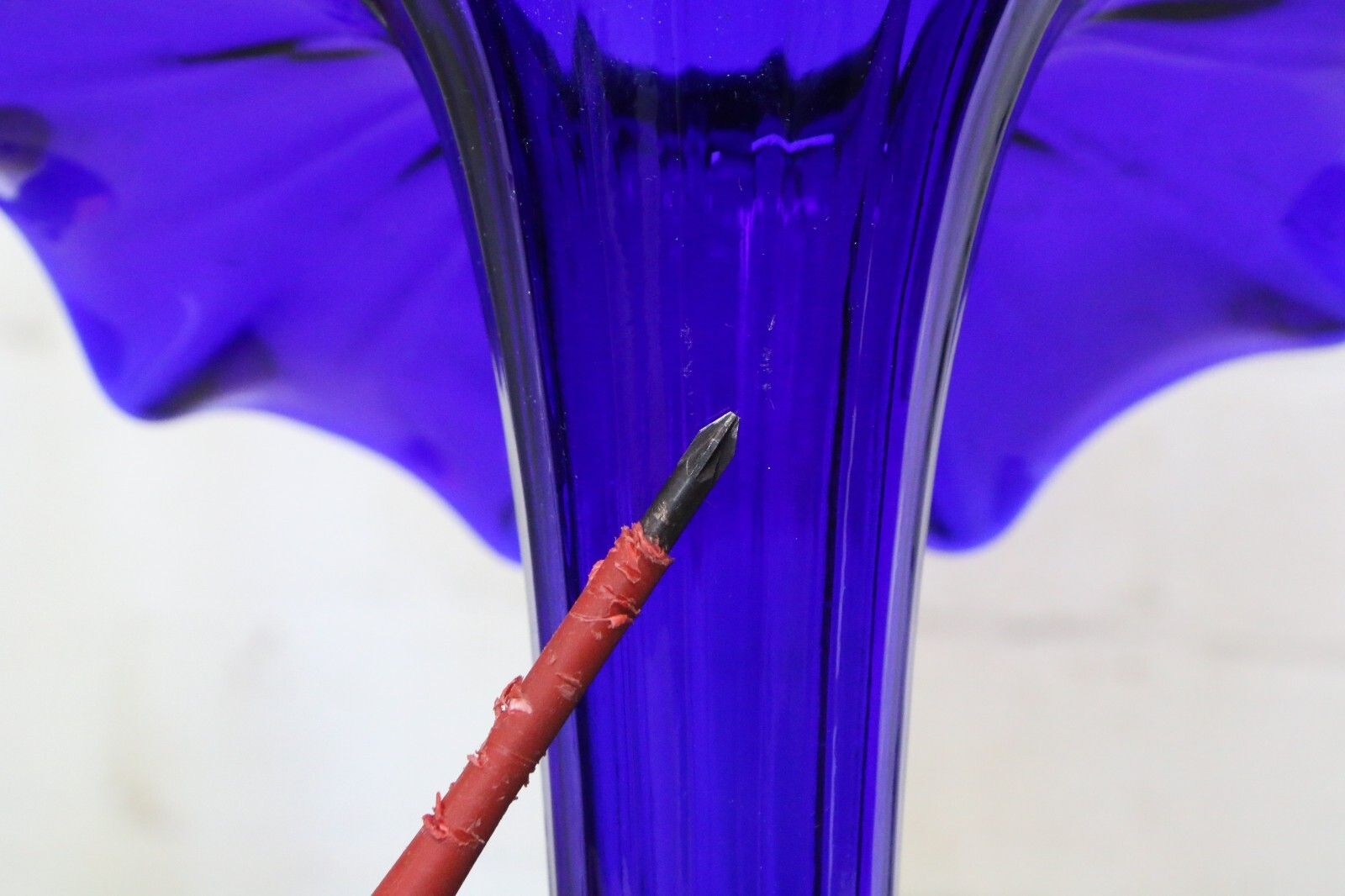 Home Decor Large Vase Vintage Italian Cobalt Blue Glass Vase Very Striking Approx. 1960's. photo